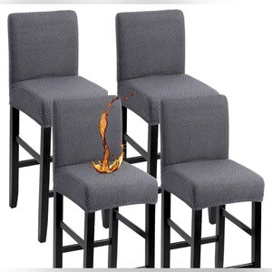 NEW 4 Pack Gray Waterproof Bar Stool Stretch Pub Stool Chair Covers